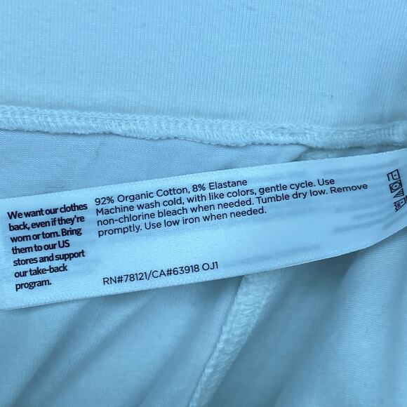 EILEEN FISHER Pants L Stretch Organic Cotton Jersey Carrot Tapered Ankle White - Picture 7 of 13